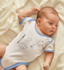 BK Kids Cuties Tasarımlı Mavi Bebek Body Zıbın-1