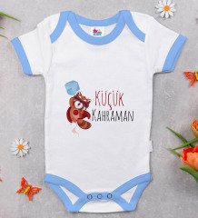 BK Kids Küçük Kahraman Tasarımlı Mavi Bebek Body Zıbın-1