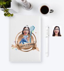 Kişiye Özel Yılın En İyi Bayan Diş Hekimi Karikatürlü 2023 Ajanda Kalem Seti - 2