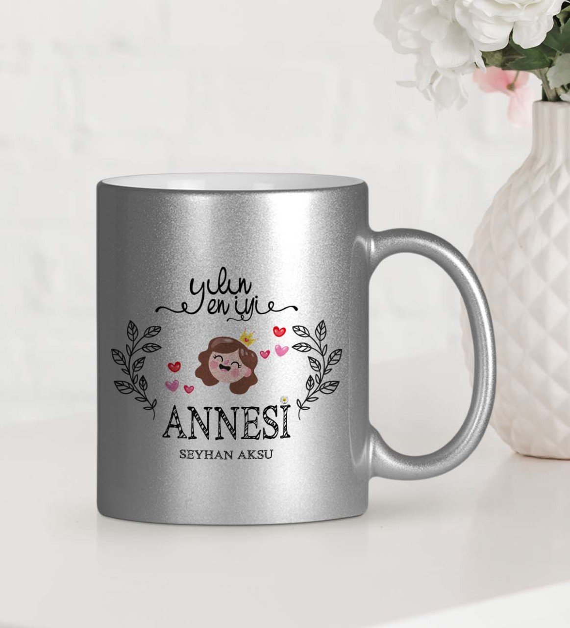 Kişiye Özel Yılın En İyi Annesi Gümüş Yaldızlı Kupa Bardak - 2