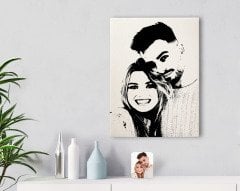 Kişiye Özel Sevgililer Silüet Kanvas Tablo 30x50cm-1B