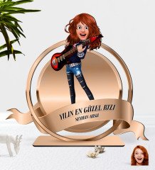 Kişiye Özel Kadın Animasyon Karikatürlü 3D Ahşap Biblo Plaket-12