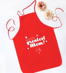 BK Gift Kişiye Özel İsimli Anneler Günü Tasarımlı Kırmızı Mutfak Önlüğü, Aşçı Önlüğü, Şef Önlüğü, Anneye Hediye-21