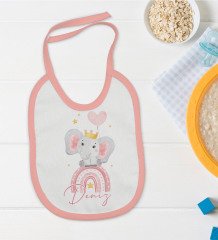 BK Kids Kişiye Özel Pembe Bebek Mama Önlüğü - Model 124