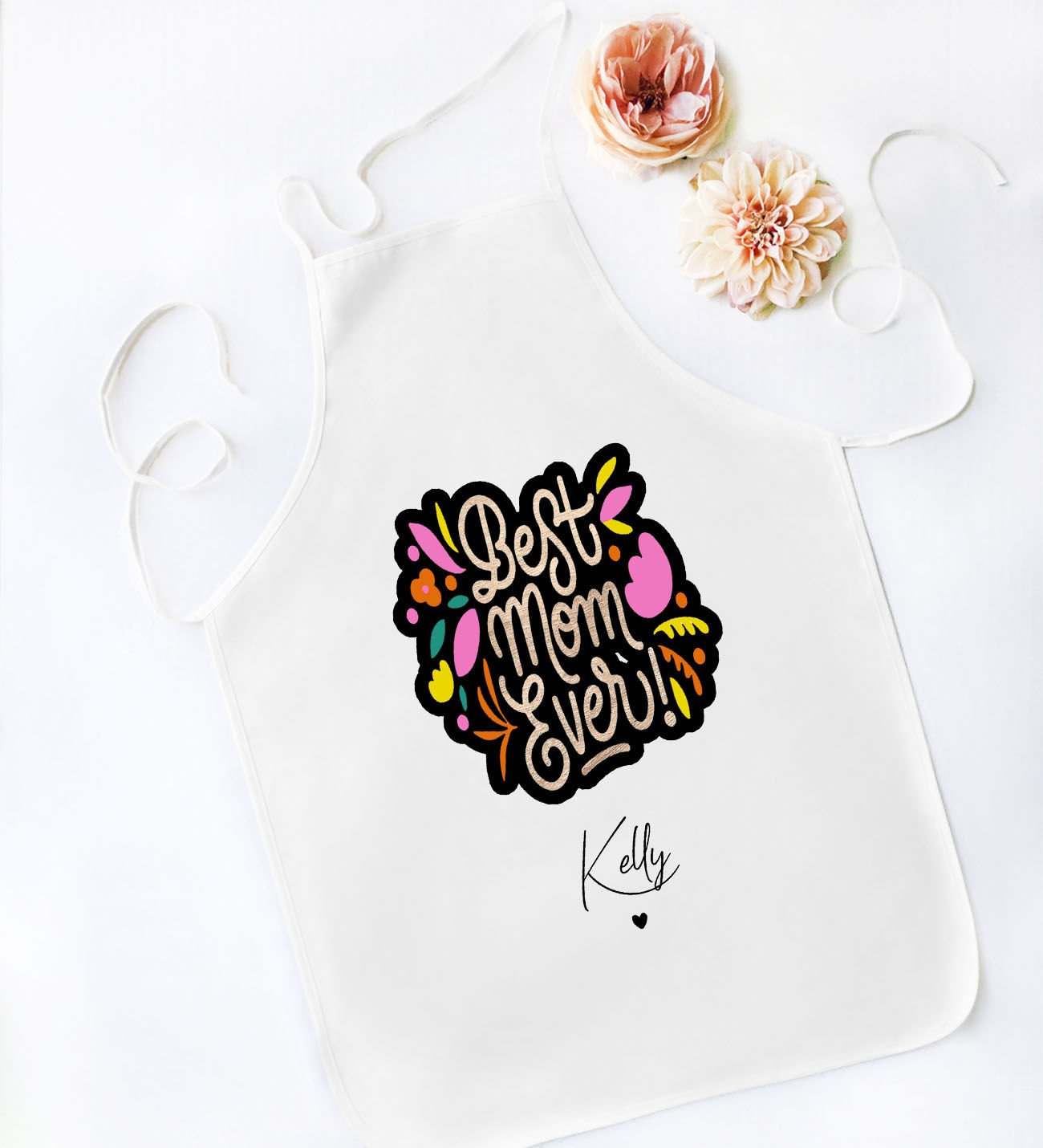 BK Gift Kişiye Özel İsimli Anneler Günü Tasarımlı Beyaz Mutfak Önlüğü, Aşçı Önlüğü, Şef Önlüğü, Anneye Hediye-11
