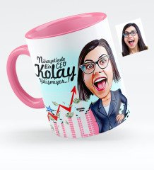 Kişiye Özel Bayan CEO Karikatürlü Pembe Kupa Bardak - 2