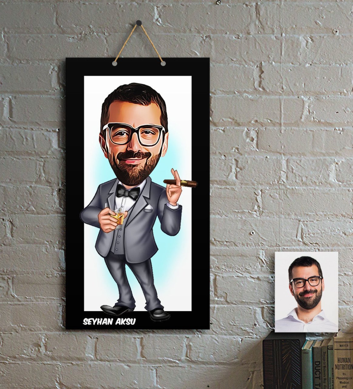 Kişiye Özel Bay Patron Karikatür Ahşap Tablo - 3
