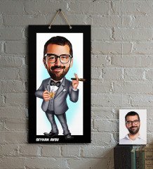Kişiye Özel Bay Patron Karikatür Ahşap Tablo - 3