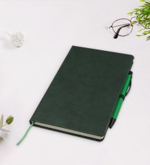 Kişiye Özel Kadın Öğretmen Karikatürlü Yeşil Termo Deri Defter Kalem Seti Model 4