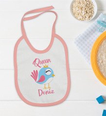 BK Kids Kişiye Özel Pembe Bebek Mama Önlüğü - Model 126