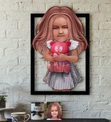 Kişiye Özel Kız Çocuk İllüstrasyon Tasarımlı 3D Ahşap Tablo-1