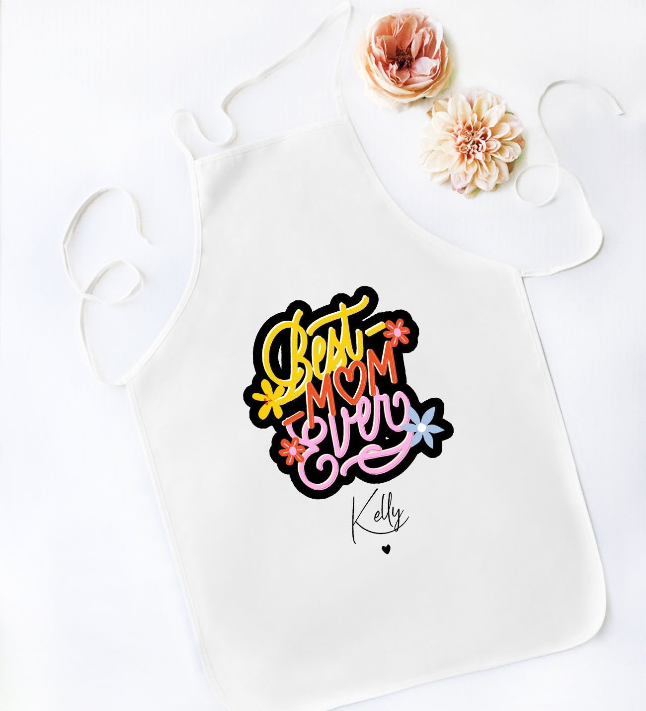 BK Gift Kişiye Özel İsimli Anneler Günü Tasarımlı Beyaz Mutfak Önlüğü, Aşçı Önlüğü, Şef Önlüğü, Anneye Hediye-12