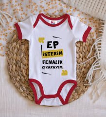 BK Kids Ep İsterim Tasarımlı Kırmızı Bebek Body Zıbın-1