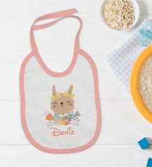 BK Kids Kişiye Özel Pembe Bebek Mama Önlüğü - Model 127