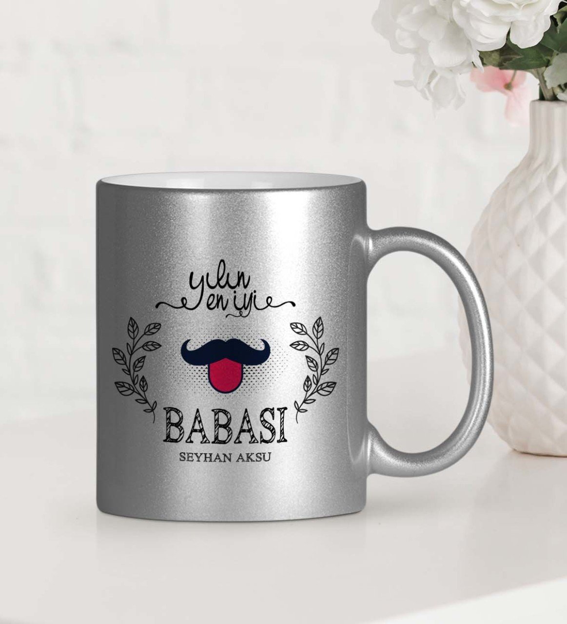 Kişiye Özel Yılın En İyi Babası Gümüş Yaldızlı Kupa Bardak - 2