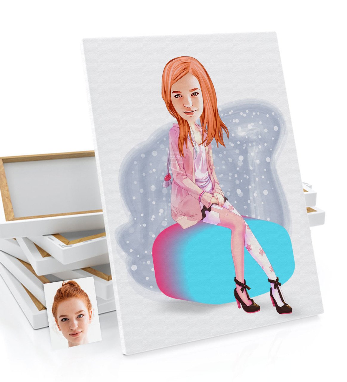 Kişiye Özel Kadın Karikatürlü Kanvas Tablo (50 x 70 cm.) 32