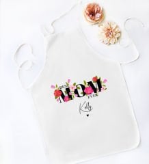 BK Gift Kişiye Özel İsimli Anneler Günü Tasarımlı Beyaz Mutfak Önlüğü, Aşçı Önlüğü, Şef Önlüğü, Anneye Hediye-13