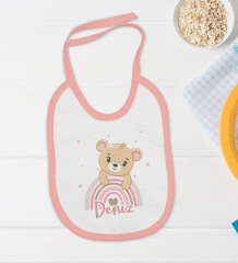 BK Kids Kişiye Özel İsimli Pembe Bebek Body Zıbın ve Mama Önlüğü Hediye Seti-6