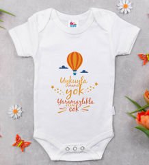 BK Kids Uykuyla Aram Yok Tasarımlı Beyaz Bebek Body Zıbın-1