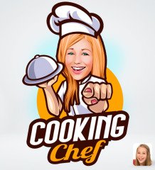 Kişiye Özel Kadın Chef Karikatürlü Sosyal Medya Dijital Profil Fotoğrafı - Model 15