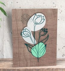 BK Gift Minimal Çiçekler Tasarımlı Dekoratif Mini Kanvas Tablo 15x20cm-2