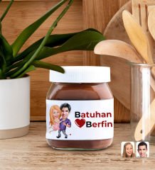 BK Gift Sevgiliye Özel Karikatürlü Kupa ve Nutella 400gr. Hediye Seti, Sevgiliye Hediye, Sevgililer Günü Hediye, Doğum Günü Hediyesi-1