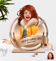 Kişiye Özel Kadın Animasyon Karikatürlü 3D Ahşap Biblo Plaket-19