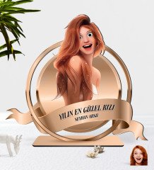 Kişiye Özel Kadın Animasyon Karikatürlü 3D Ahşap Biblo Plaket-21