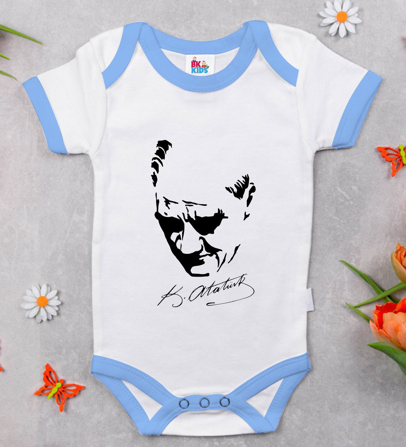 BK Kids Atatürk Temalı Mavi Bebek Body Zıbın-25