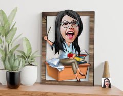 BK Gift Kişiye Özel Kadın Öğretmen Karikatürlü 3D Ahşap Tablo, Sevgiliye Hediye, Arkadaşa Hediye, Yıl Dönümü Hediyesi, Doğum Günü Hediyesi-2
