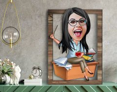 BK Gift Kişiye Özel Kadın Öğretmen Karikatürlü 3D Ahşap Tablo, Sevgiliye Hediye, Arkadaşa Hediye, Yıl Dönümü Hediyesi, Doğum Günü Hediyesi-2