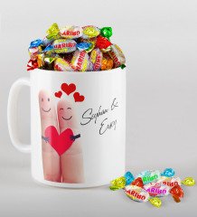 Kişiye Özel Sevgililer Günü Beyaz Kupa ve Haribo Şeker Hediye Seti-81