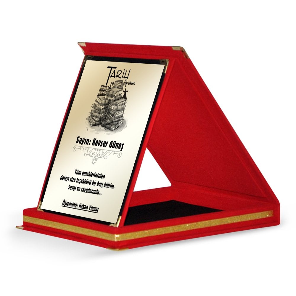 Kişiye Özel Tarih Öğretmeni Kırmızı Plaket - 2