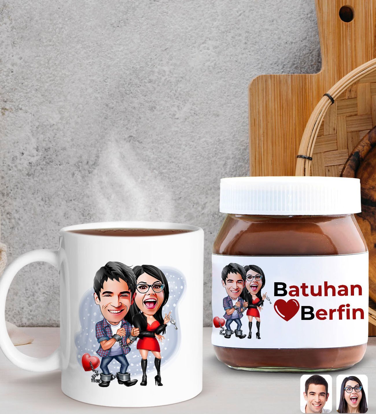 BK Gift Sevgiliye Özel Karikatürlü Kupa ve Nutella 400gr. Hediye Seti, Sevgiliye Hediye, Sevgililer Günü Hediye, Doğum Günü Hediyesi-7