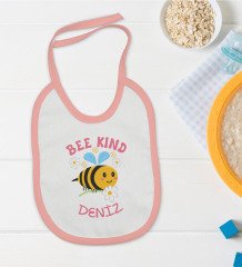 BK Kids Kişiye Özel Pembe Bebek Mama Önlüğü - Model 135
