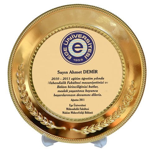 Sublimasyon 20 cm Altın Metal Tabak - Başak