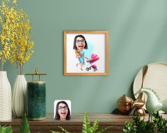 BK Home Ev Hanımı Anne Karikatürlü El Yapımı Ahşap Çerçeveli Tablo-1