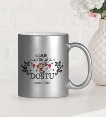 Kişiye Özel Yılın En İyi Dostu Gümüş Yaldızlı Kupa Bardak