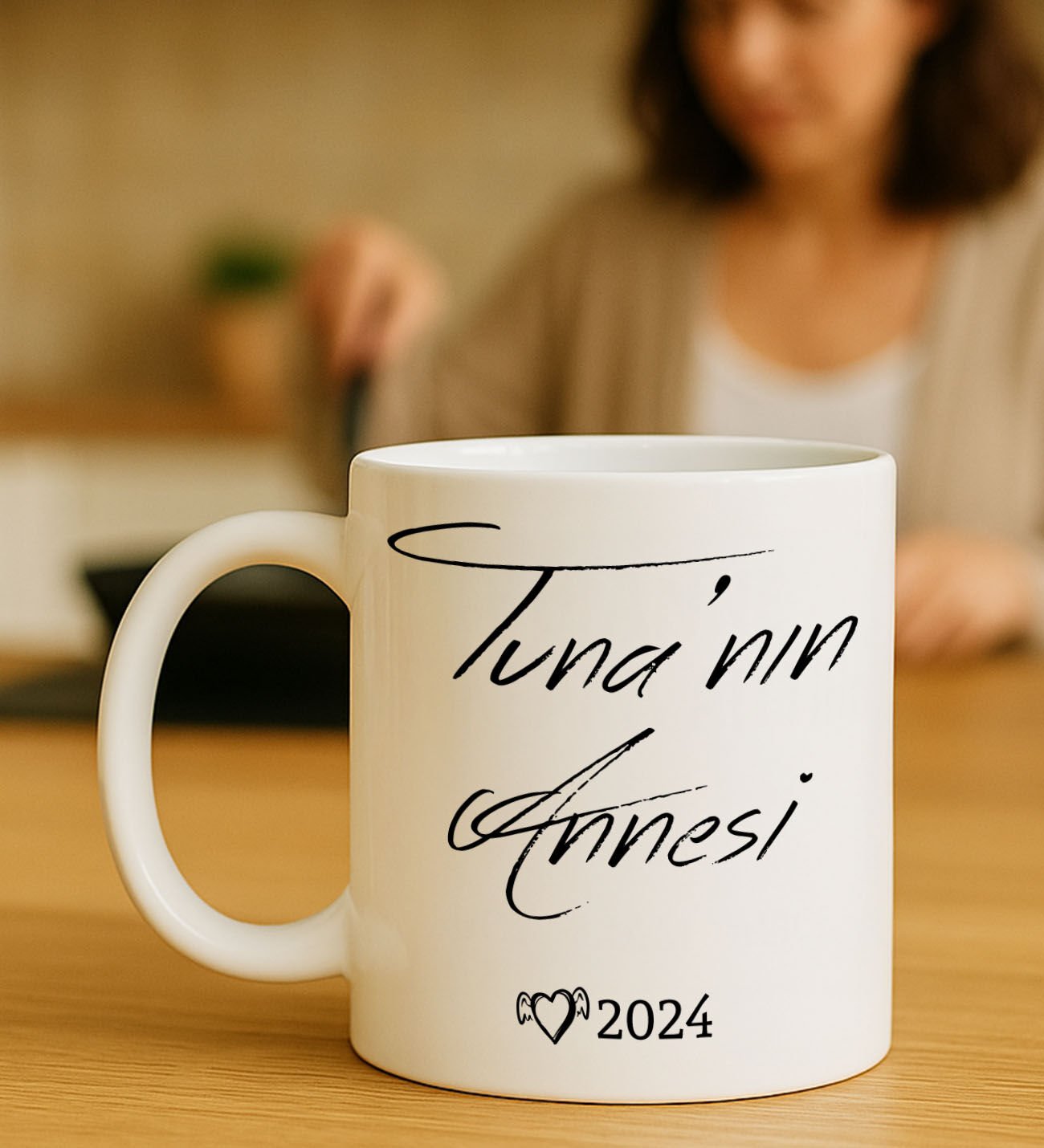 BK Gift Kişiye Özel Annesi Tasarımlı Beyaz Kupa Bardak-1, Anneye Hediye, Anneler Günü Hediyesi