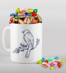 Kişiye Özel Sevgililer Günü Beyaz Kupa ve Haribo Şeker Hediye Seti-84