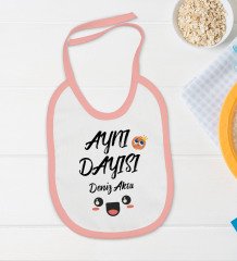 BK Kids Kişiye Özel Aynı Dayısı Tasarımlı Pembe Bebek Body Zıbın ve Mama Önlüğü Hediye Seti