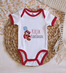BK Kids Küçük Kahraman Tasarımlı Kırmızı Bebek Body Zıbın-1