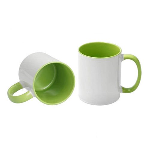 Sublimasyon Porselen Sapı ve İçi Açık Yeşil Kupa - Kutulu