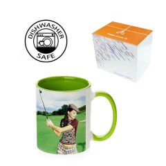 Sublimasyon Porselen Sapı ve İçi Açık Yeşil Kupa - Kutulu