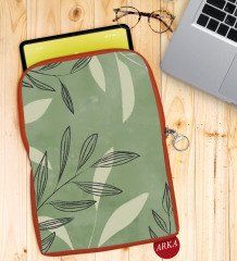 BK Gift Yapraklar Tasarımlı Taşınabilir Koruyucu Tablet Kılıfı & Organizer Çanta - Turuncu-2