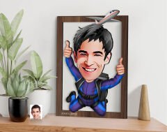 BK Gift Kişiye Özel Erkek Paraşüt Karikatürlü 3D Ahşap Tablo-1, Sevgiliye Hediye, Arkadaşa Hediye, Doğum Günü Hediyesi