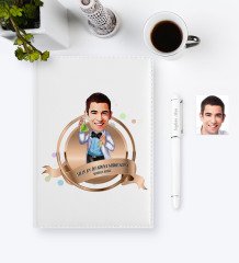 Kişiye Özel Yılın En İyi Bay Kimya Mühendisi Karikatürlü 2023 Ajanda Kalem Seti - 2
