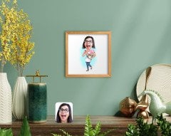 BK Home Ev Hanımı Anne Karikatürlü El Yapımı Ahşap Çerçeveli Tablo-3