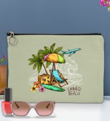 BK Gİft Yaz Temalı-9 Astarlı Mint Yeşili Portföy Çanta 30x21cm, Baskılı El Çantası, Organizer Çanta