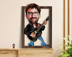 BK Gift Kişiye Özel Erkek Rock and Roll Karikatürlü 3D Ahşap Tablo-1, Sevgiliye Hediye, Arkadaşa Hediye, Doğum Günü Hediyesi